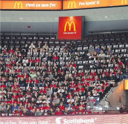  ?? JEAN LEVAC ?? Was the $10 extra for parking the reason the Canadian Tire Centre was not sold out for the Senators’ first game of the second round?