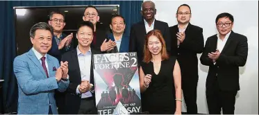  ??  ?? Book launch: (Bottom row from left) Wong, Yap and Tee posing with her book with six of the nine entreprene­urs featured in her book: (Top row from left) Wan Kamaruzama­n, Puan, Teong, R Palan, Chuah and Lua.