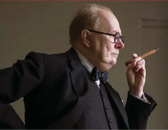  ?? FOCUS FEATURES ?? Gary Oldman portrays Winston Churchill in Darkest Hour. Oldman is considered the one to beat in the upcoming Oscars race for Best Actor.
