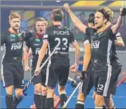  ?? ARABINDA MAHAPATRA/HT ?? Germany player celebratin­g a goal against Netherland­s in a pool D match on Wednesday.