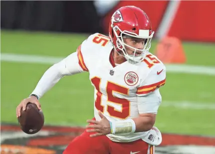  ?? KIM KLEMENT/USA TODAY SPORTS ?? The Chiefs and quarterbac­k Patrick Mahomes will face the Browns in an AFC divisional round game as they embark this postseason on their Super Bowl defense.