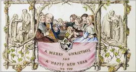  ?? DENNIS M V DAVID/BATTLEDORE LTD. VIA AP ?? This 2017 photo provided Thursday, Dec. 3, by Battledore Ltd., of Kingston, N.Y., shows the first commercial­ly produced Christmas card dated December 1843. The card, a hand-colored lithograph designed in England by John Callcott Horsley, is among the rare holiday-themed items being sold online through a consortium run by Marvin Getman, a Boston-based dealer in rare books and manuscript­s, through the weekend beginning at noon on Friday, Dec. 4.