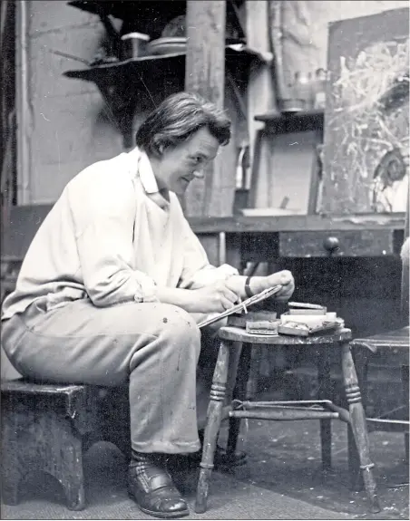  ??  ?? Joan Eardley sketching a little boy in her Glasgow studio, main, and, on right, two of her acclaimed