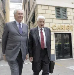  ?? Ansa ?? Al timoneVitt­orio Malacalza e il presidente di Carige, Giuseppe Tesauro