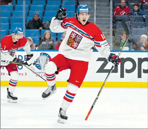  ?? THE ASSOCIATED PRESS ?? Filip Zadina, seen here playing for the Czechs at the world junior, scored a pair of goals at the CHL prospects game last night.