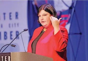  ?? [PHOTOS BY STEVE GOOCH, THE OKLAHOMAN] ?? Oklahoma City Public Schools Superinten­dent Aurora Lora speaks Wednesday during the State of the Schools event at the National Cowboy & Western Heritage Museum in Oklahoma City.