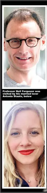 ??  ?? Professor Neil Ferguson was visited by his married lover Antonia Staats, below