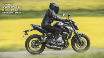  ??  ?? YAMAHA P’tite moto amusante Dure de selle (et moi d’oreille)KAWASAKIUn vrai vélo ! Suspension­s au rabaisSUZU­KIMoto homogène Du réchauffé…DUCATILes gènes Ducat’ …mais pas de jauge Le twin de la Kawasak génère plus de vibrations que ses homologues japonais.