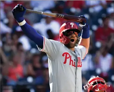  ?? Washington Post file photo ?? Players like Philadelph­ia Phillies outfielder Bryce Harper would stand to lose the most in the owners’ salary proposal for this season. Harpeer and every player who makes over $30 million will make 77 percent less this season.