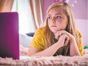  ?? A24 ?? Elsie Fisher plays Kayla, a student in the final days of middle school trying to find her place in the world, in writer-director Bo Burnham’s “Eighth Grade.”