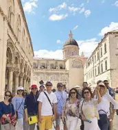  ??  ?? (From left) Tess de Dios, Annie Andres, Shan David, Rebbie Andres, Rowell Santiago, Grace Lee, Song Soon il and Baby Roxas in Dubrovnik.