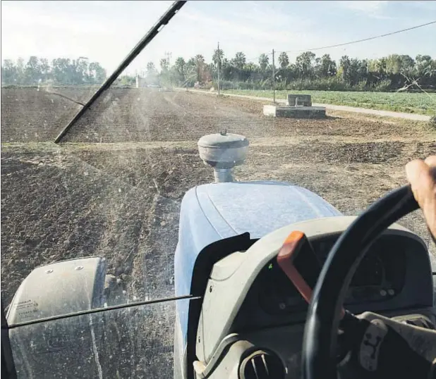  ??  ?? Un tractor trabajaba ayer las tierras de El Prat de Llobregat señaladas de forma infundada como el origen del hedor