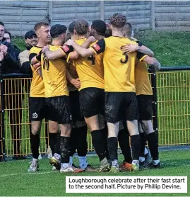  ?? ?? Loughborou­gh celebrate after their fast start to the second half. Picture by Phillip Devine.