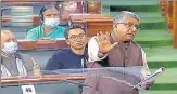  ??  ?? Union minister Ravi Shankar Prasad speaks in the Lok Sabha, during the Budget Session of Parliament, on Thursday.