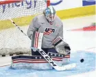  ?? PAUL SANCYA, AP ?? Goalie Alex Rigsby practices ahead of the USA’s matchup against Canada.