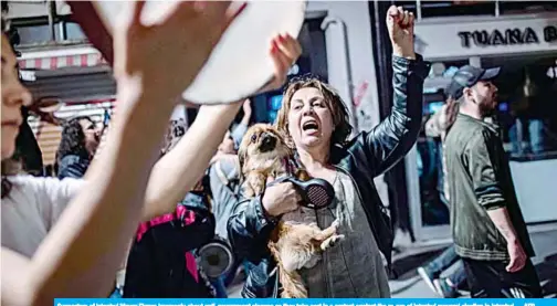  ??  ?? Supporters of Istanbul Mayor Ekrem Imamoglu shout anti-government slogans as they take part in a protest against the re-run of Istanbul mayoral election in Istanbul. —AFP