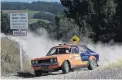  ?? PHOTO: DAVID THOMSON ?? Dunedin’s Mark Laughton completes a fast and tidy run in his V8powered Hillman Avenger, during last year’s Rally Otago.