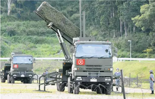  ?? AP ?? Japan has deployed land-based Patriot intercepto­rs at four locations.