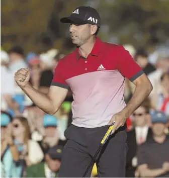  ?? AP PHOTO ?? TODAY’S THE DAY? Sergio Garcia, without a major championsh­ip in his decorated career, sits tied for the lead entering the final round of the Masters