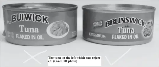  ??  ?? The tuna on the left which was rejected. (GA-FDD photo)