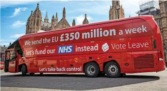  ?? Jack Taylor/Getty Images ?? ● The famous ‘Brexit bus’ used in the 2016 EU referendum campaign