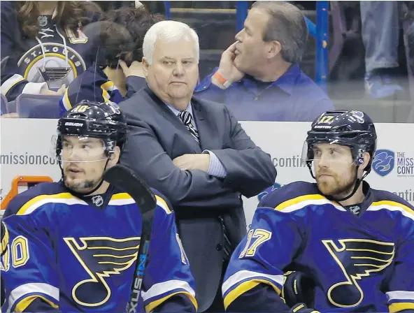  ?? — THE ASSOCIATED PRESS FILES ?? Former St. Louis Blues head coach Ken Hitchcock is on the market after getting the axe on Feb. 1.