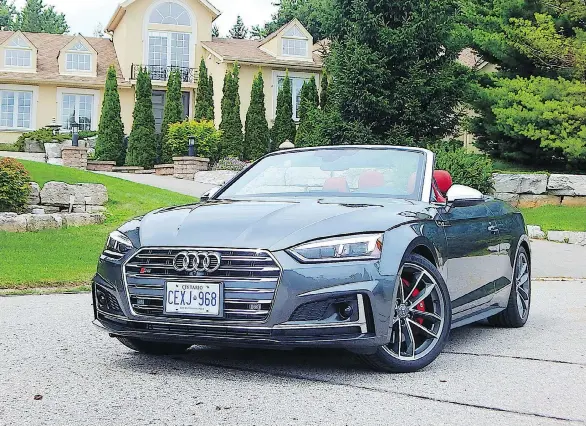  ?? PHOTOS: BRIAN HARPER ?? The 2018 Audi S5 Cabriolet is a luxury vehicle with all-year capability, boasting a charming “Dynamic” drive mode, perfect for long and twisty roads.