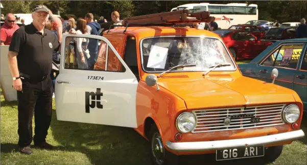  ??  ?? Brain Lacey showing off his 1974 P&T van at the Classic Car Slow at Wells House.