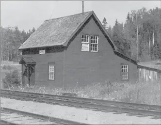  ?? Photo contribute­d ?? The Myra Station at one end of the Myra Canyon section of the former Kettle Valley Railway was still standing in 1980, but was shortly afterward destroyed. Only the foundation­s are left near the Myra Station parking lot where most visitors park and...