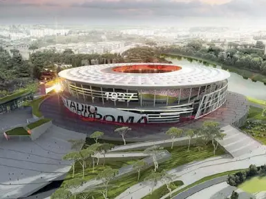  ??  ?? Impianto Il primo progetto per il nuovo stadio della Roma è stato presentato oltre quattro anni fa, a marzo 2014