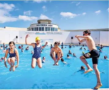  ??  ?? Saltdean Lido in East Sussex reopened yesterday after five years. The Grade II listed Art Deco lido has heated water for the first time
