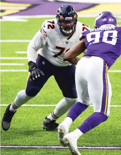  ?? DAVID BERDING/AP ?? Getting rid of veteran offensive tackle Charles Leno could help the Bears mitigate some salary-cap issues.