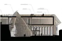  ?? FOTO: HELEN & HARD ?? Båthallen blir liggende i en pyramidefo­rmet konstruksj­on og bryte gjennom taket.