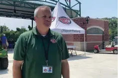  ?? The Sentinel-record/james Leigh ?? Majestic Park General Manager Derek Phillips talks about the Class 5A state baseball and softball tournament­s held at the facility Saturday.
