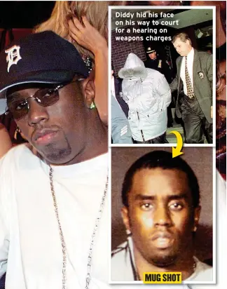  ?? ?? Diddy hid his face on his way to court for a hearing on weapons charges
MUG SHOT