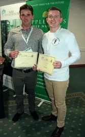  ??  ?? Cameron Leslie (left) and Rhys Black with their respective awards.