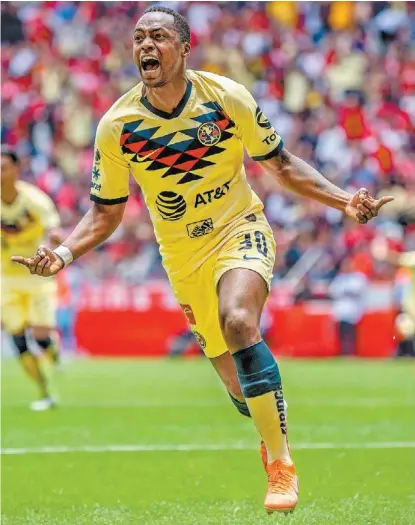  ?? MEXSPORT ?? Renato Ibarra celebra tras marcar el gol de América.