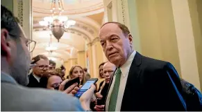  ?? AP ?? Representa­tive Richard Shelby, R-Ala., leaves a closed-door meeting at the Capitol of the bipartisan House and Senate bargainers.