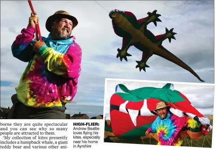  ??  ?? HIGH-FLIEr: Andrew Beattie loves flying his kites, especially near his home in Ayrshire