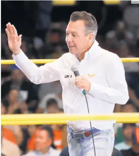  ?? ESPECIAL ?? EVENTO. El abanderado emecista encabezó un convivio para familias de policías y de protección civil en la Arena Coliseo de Guadalajar­a.