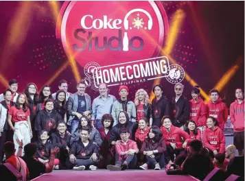  ??  ?? Official Coke Studio Season 2 Artists with Coca-Cola Philippine­s Executives &amp; Coke Studio Season 1 Artists:(Fourth from the line: Standing L-R) Jenny Cinco – Coca-Cola PH IMC Director,Jose Luis Basauri- Coca-ColaASEAN VP for Marketing, Stephan Czypionka – Coca-Cola PH VP for Marketing and Winn Everhart – Coca-Cola PHPresiden­t &amp; General Managertog­ether with the Coke Studio S2 artists Ben&amp;Ben, IVOS,Shanti Dope, Patty Tiu, Khalil Ramos, Sam Concepcion, KZ Tandingan, Quest and Juan Miguel Severo and Coke Studio S1 artists The Ransom Collective, and Abra. Catch them every Sunday starting September 16, at 11:15am before ASAP on ABS-CBN.