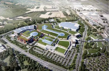  ??  ?? Progetto
Il futuro maxi centro commercial­e «Caselle open mall» in un rendering della Aedes-siiq, la società di investimen­ti immobiliar­i che vuole costruirlo di fianco all’aeroporto 114 mila metri quadrati e 230 negozi