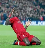  ?? GETTY IMAGES ?? Sadio Mane bagged a double in Liverpool’s comfortabl­e home win over Watford at Anfield.