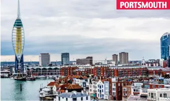  ??  ?? Port city: The highest building in quiet Portsmouth is the 560ft Spinnaker Tower