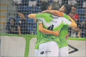  ?? FOTO: LNFS ?? Los jugadores de Palma Futsal, celebrando uno de los goles ante el UMA Antequera