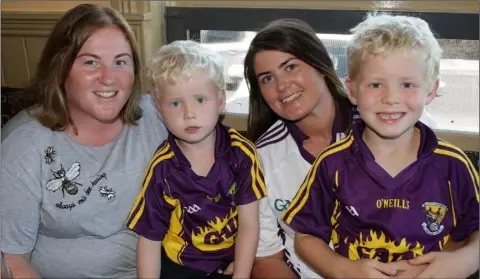  ??  ?? Fleur Moran, Allan Redmond, Daire Redmond and Shendah Moran watching the Wexford-Clare match in Sinnott’s Bar.