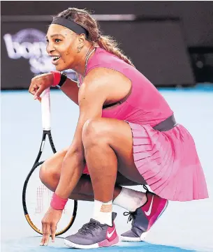  ?? DAVID GRAY AFP VIA GETTY IMAGES ?? Serena Williams remains one gand slam title short of Margaret Court’s career 24, and she enters the Australian Open with shoulder issues.