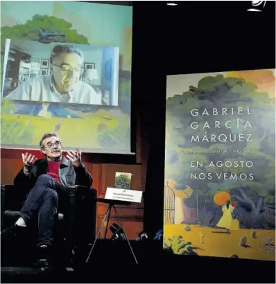  ?? David Castro ?? Gonzalo García Barcha, hijo de García Márquez, ayer en Madrid en la presentaci­ón de ‘En agosto nos vemos’.