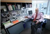  ?? MARY ALTAFFER — THE ASSOCIATED PRESS, FILE ?? Author Roger Angell gestures during an interview at his office at The New Yorker in April 2006. Angell, a longtime New Yorker writer and editor, has died, the New Yorker announced Friday. He was 101.