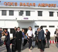  ?? (Michelle Nichols/Reuters) ?? UN SECURITY COUNCIL envoys arrive at Cox’s Bazar airport in Bangladesh yesterday.